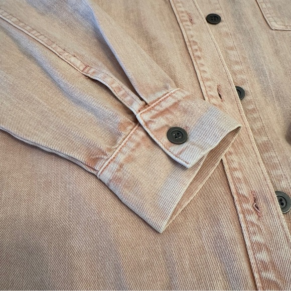 Le Lis Salmon Pink Jean Jacket Cropped Casual Style Size Large - Picture 5 of 9